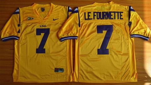 NCAA LSU Tigers #7 Leonard Fournette college Football Jersey - Gold